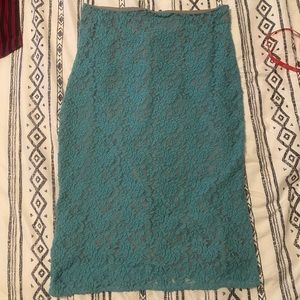 Pencil skirt. Teal size L lace